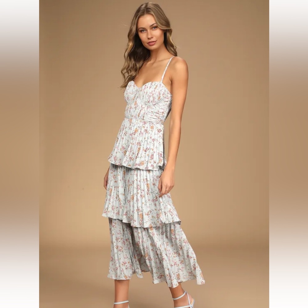 Lulus Floral Tiered Midi Dress